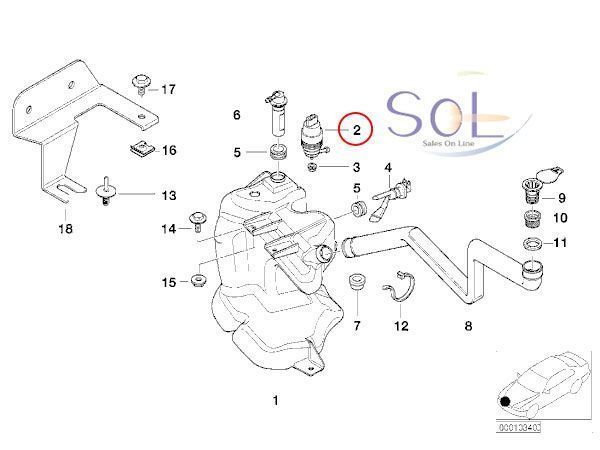 BMW E36 Z3 ウインドウ ウォッシャーポンプ 318i 320i 323i 325i 328i M3 2.8 61661380068 61668360614 出荷締切18時_画像2