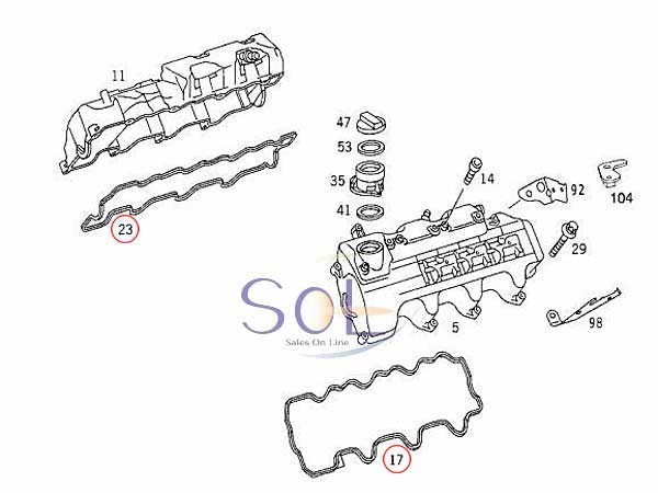 ベンツ W202 W203 W210 W211 シリンダーヘッドカバーガスケット 左右セット C240 C280 C320 C32 E240 E320 1120160221 1120160321_画像2