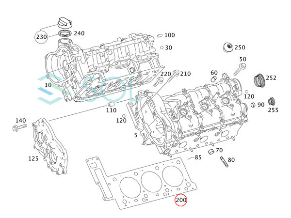 ベンツ W219 X204 W164 R230 R171 シリンダーヘッドガスケット 右側 CLS350 GLK350 ML350 SL350 SLK350 2720161620 2720161920 2720161120_画像3