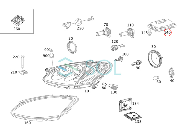 ベンツ W221 W216 D1S 専用 純正キセノン用 補修バラスト 2個セット 35W S350 S550 S600 S63 S65 CL550 CL600 CL63 LC65 2168203126_画像4