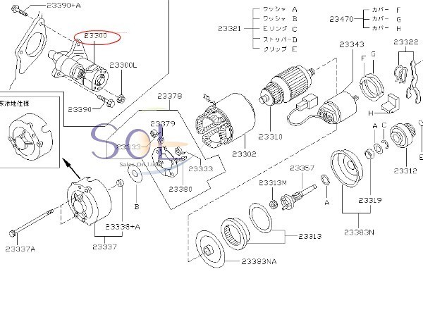 日産 セレナ (TC24) リバティ (RM12) プリメーラ (RP12 WRP12 TP12 WTP12) スターター セルモーター 23300-6N200 コア返却不要_画像2