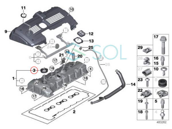 BMW E83 F25 X3 E70 X5 E85 E86 E89 Z4 エキセントリックシャフトセンサー ガスケット 2.5i 2.5si 3.0i 3.0si 23i 28iX_画像2