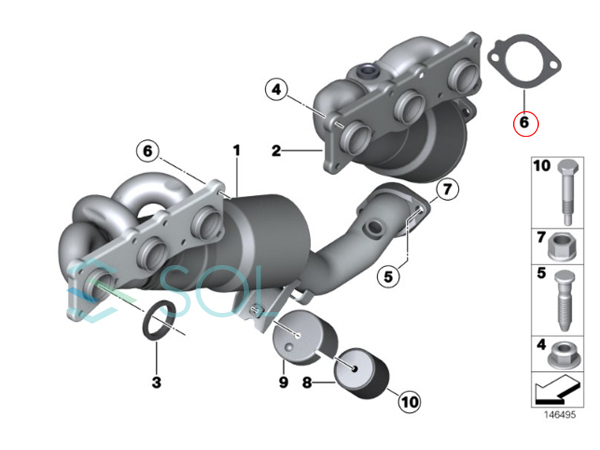 BMW E83 F25 X3 E85 E86 E89 Z4 エキゾーストマニホールド エキマニ ガスケット 2.5i 2.5si 3.0i 3.0si 23i 28iX 18107549447 出荷締切18時_画像2