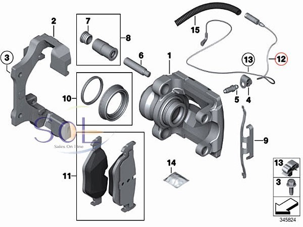 BMW E82 E87 E88 E90 E91 E92 E93 リア ブレーキパッドセンサー 116i 118i 120i 130i 320i 323i 325i 335i 34356792564 出荷締切18時_画像2