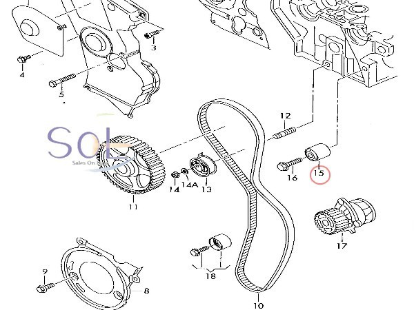 VW イオス ゴルフ5 ゴルフ6 ゴルフプラス ジェッタ パサート トゥーラン タイミングベルト ガイドプーリー 06D109244E 06D109244C_画像2