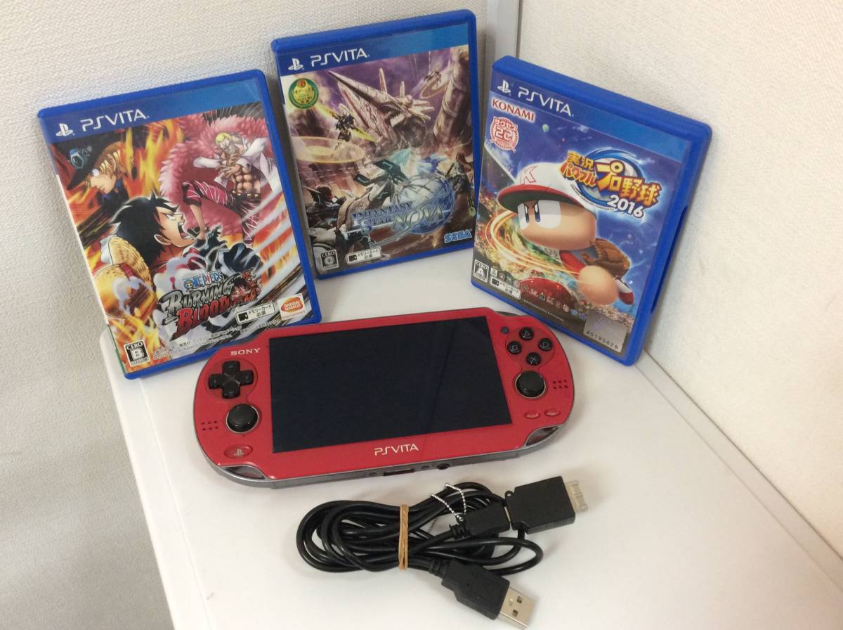 0803 SONY PS Vita プレイステーション 本体 PHC-1000 赤/レッド 通電