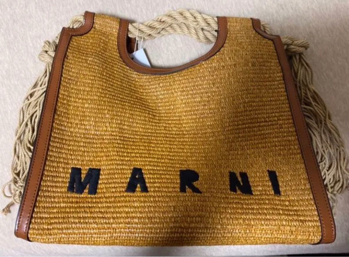 国内外の人気 ハンドバッグ ラフィア MARNI マルニ フリンジ 籠バッグ