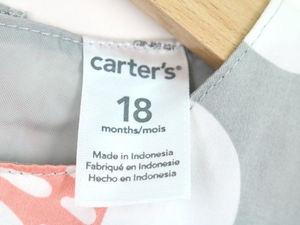 カーターズ ノースリーブワンピース 花柄ドレス 女の子用 80サイズ グレー×ピンク ベビー 子供服 carter's_画像3