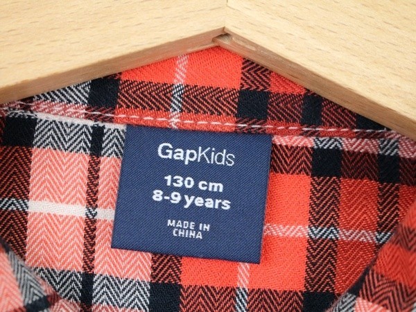 ギャップキッズ チェックシャツ 長袖シャツ カットソー 男の子用 130サイズ オレンジ キッズ 子供服 GapKids_画像3