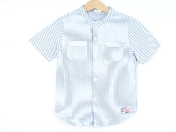 ブリーズ F.O. NAVY PRODUCTS 半袖シャツ ストライプ ボーダー カットソー 男の子用 110サイズ 青白 キッズ 子供服 BREEZE_画像1