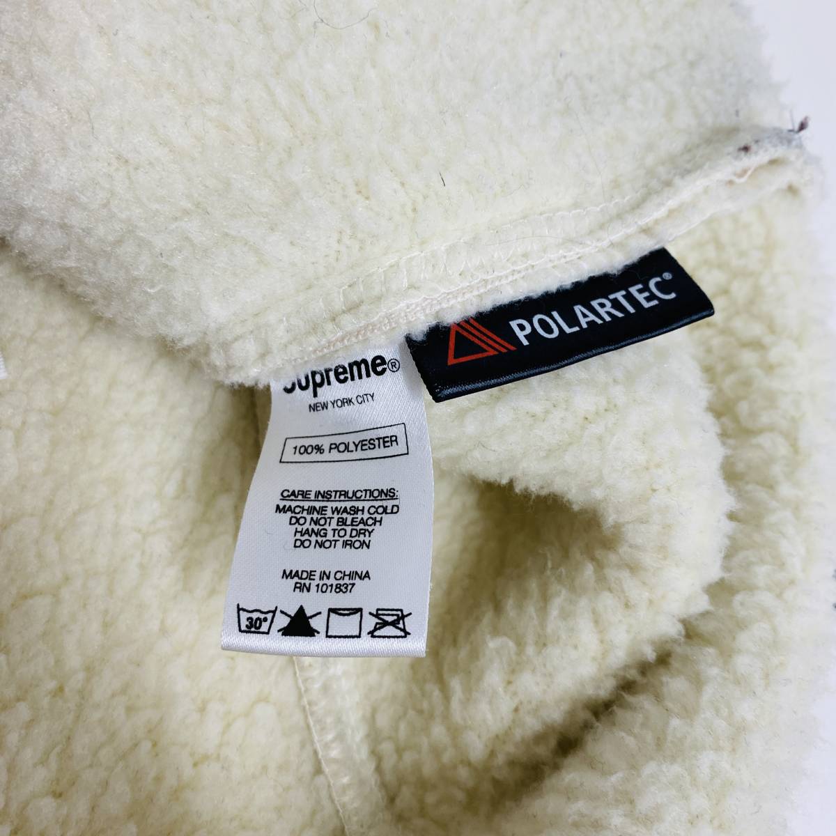 納品書付 Supreme Polartec HoodedHalf Zip Pullover size S 白 シュプリーム F216