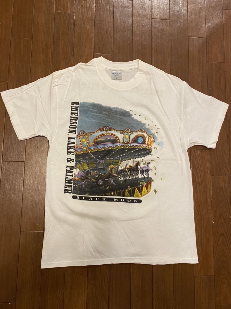 EMERSON,LAKE & PALMER WORLD TOUR 1992 BLACK MOON Tシャツ XL THE BROCKUM GROUP MADE IN U.S.A. ヴィンテージ 90s プログレ_画像1