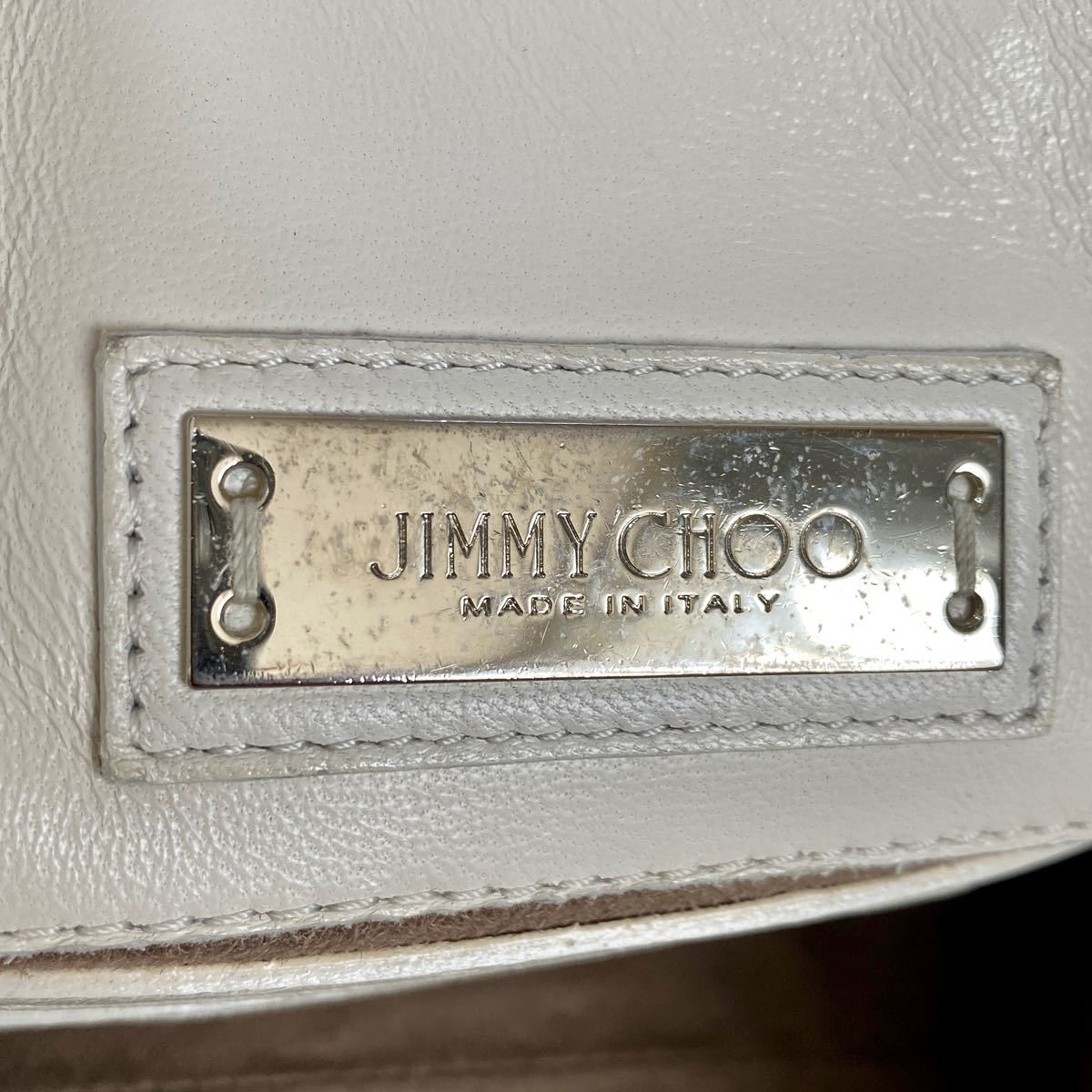 Jimmy Choo ジミーチュウ ハンドバッグ トートバッグ ショルダーバッグ ライリー 2way 肩掛け レザー×ストロー ベージュ 白 ホワイト_画像9