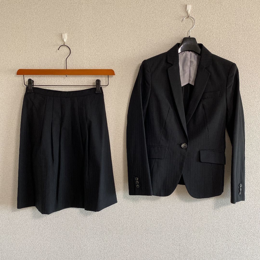 PSFA スカートスーツ 7 W62 黒 DMW 洗濯可 春夏 OLリクルート 上下セット