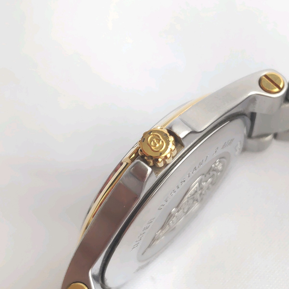 稼働 グッチ GUCCI コンビ 黒文字盤 メンズ クォーツ式腕時計 デイト