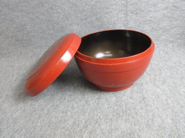 飯櫃 [B30302] 直径29.5cm 朱塗 おひつ 懐石道具 古道具 漆器_画像4