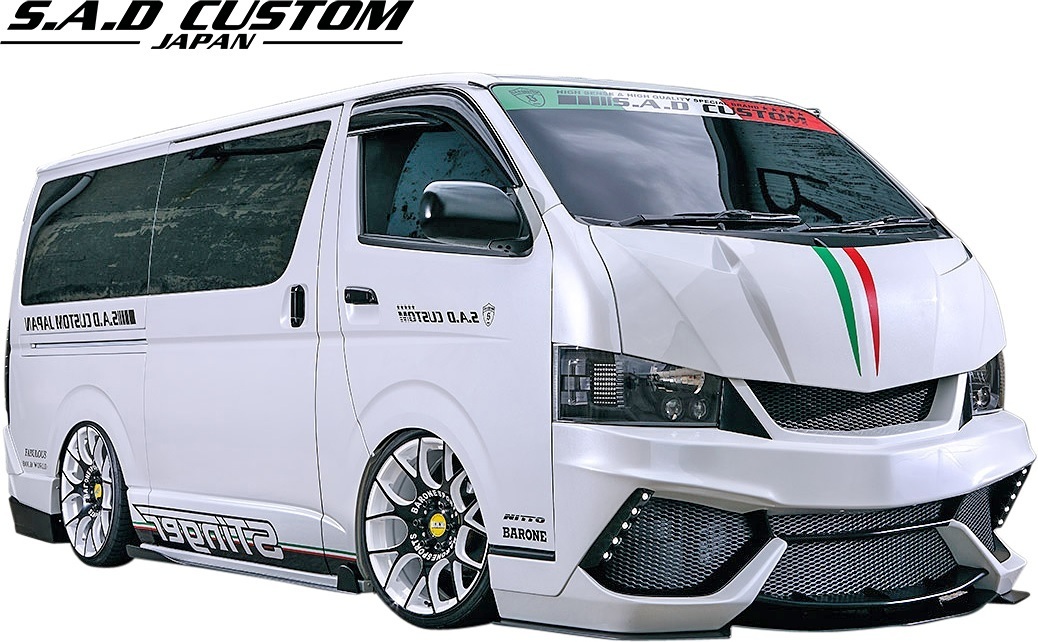 【M’s】4型 200ハイエース (ナロー用) S.A.D CUSTOM JAPAN STINGER エアロキット 3P ／／ FRP エアロ パーツ スティンガー カスタム HIACE_画像2