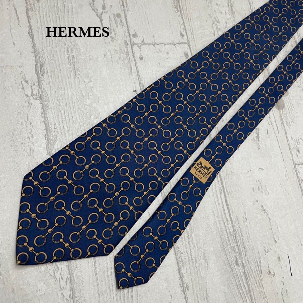 エルメス HERMES フランス製 チェーン柄 ネクタイ 総柄 スーツ 