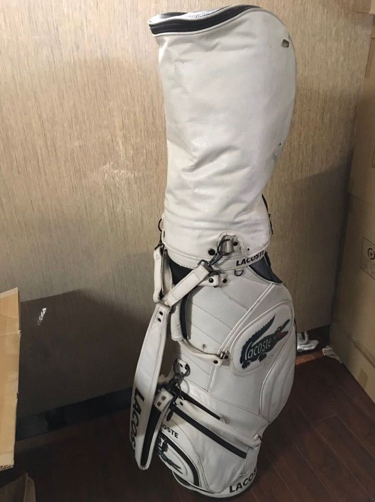 最新作 ラコステ緑ワニ柄ゴルフ バッグ白キャディバッグ保護ケース鞄