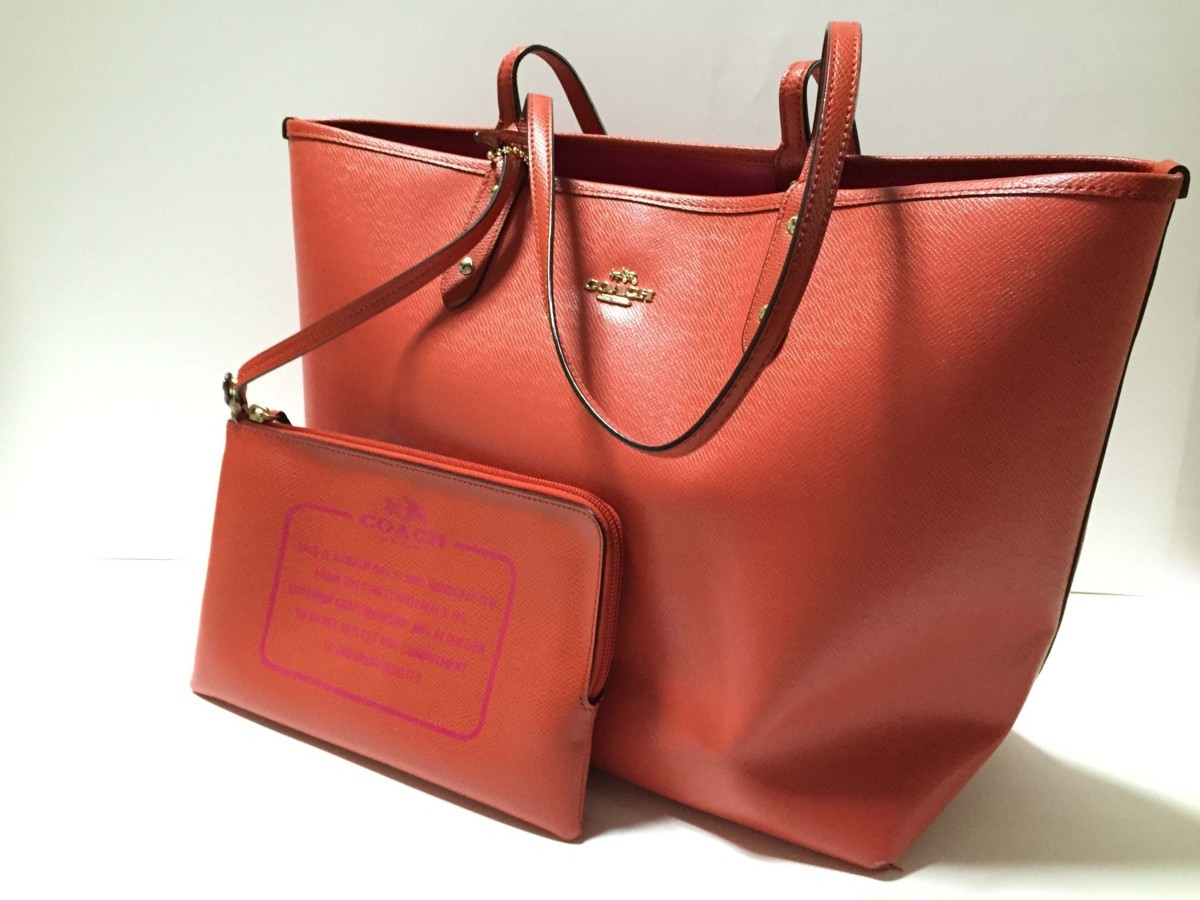 品質保証 コーチ ハンドバッグ リバーシブルトートバッグ □ COACH 赤
