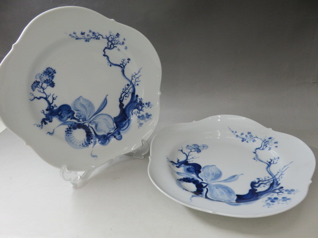 FK-3629　Meissen　マイセン　ブルーオーキッド　25.5cm　2枚セット_画像1