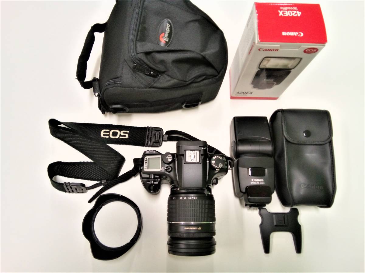 A9 Canon 4点 EOS7 広視野7点AF 望遠レンズ ZOOM LENS EF28-200mm F3.5-5.6 USM レンズフード EW-78D ストロボ SPEEDLITE 420EX キャノン