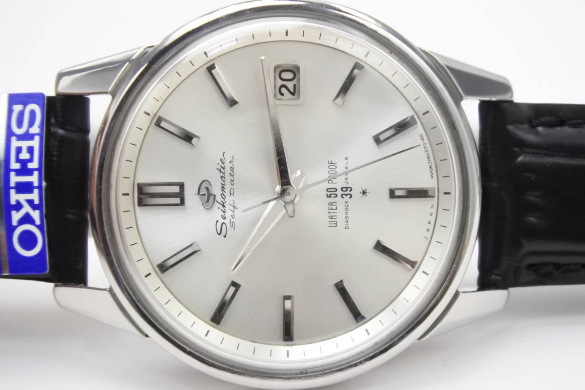 当時最高機能高級品 ☆1963年製造 ＳＥＩＫＯ セイコーマチック セルフデータ 39石 SS J13085 自動巻紳士腕時計 純正SEIKOベルト 美品