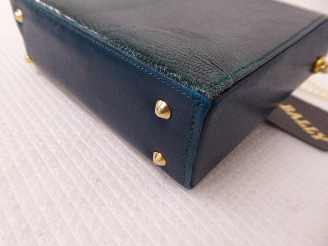 BALLY Bally Vintage жемчуг style ремешок кожа Lizard натуральная кожа сумка на плечо вечерняя сумочка зеленый нестандартный единый 510 иен E5-a