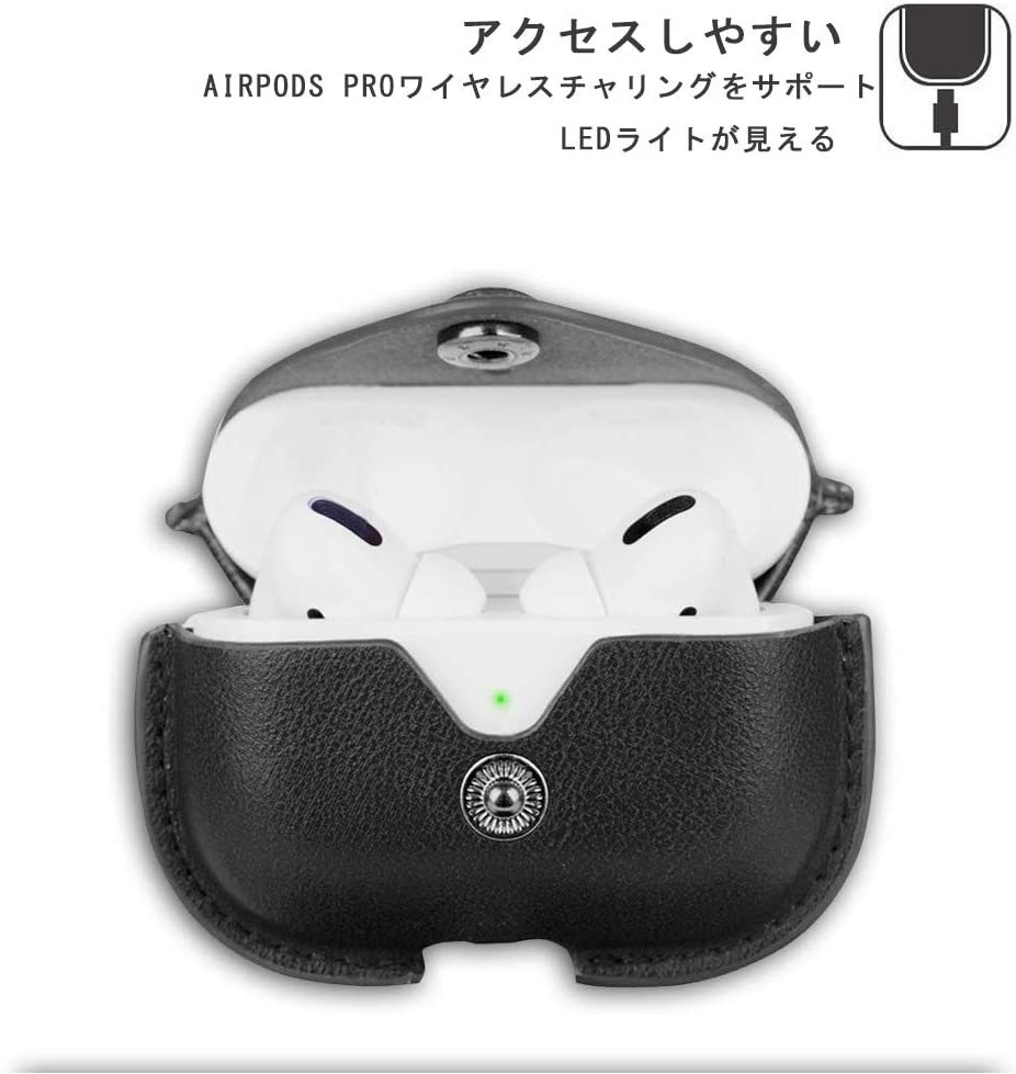 ブラック 高品質PUレザー ワイヤレス充電可能 AirPods pro ケース カバー 第3世代 エアーポッズ 全面保護 イヤホン 可愛い オシャレ 軽量
