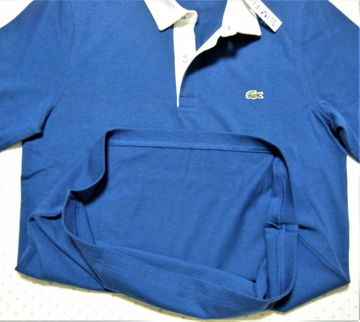 ラコステ　LACOSTE　KH1151　カジュアルスポーツ用ラガーシャツ・ラグビータイプシャツ　青色　サイズ 2　綿ジャージ素材　定価 14,300円_画像3