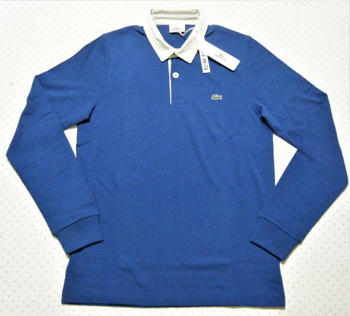 ラコステ　LACOSTE　KH1151　カジュアルスポーツ用ラガーシャツ・ラグビータイプシャツ　青色　サイズ 2　綿ジャージ素材　定価 14,300円_画像1