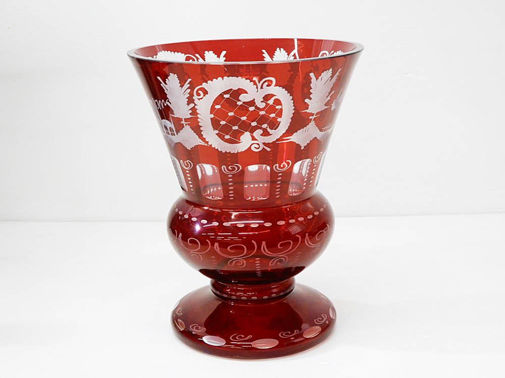 ◆◎サインあり! ベネチアンガラス 花瓶 切子ガラス ベネチア フラワーベース 高さ28cm