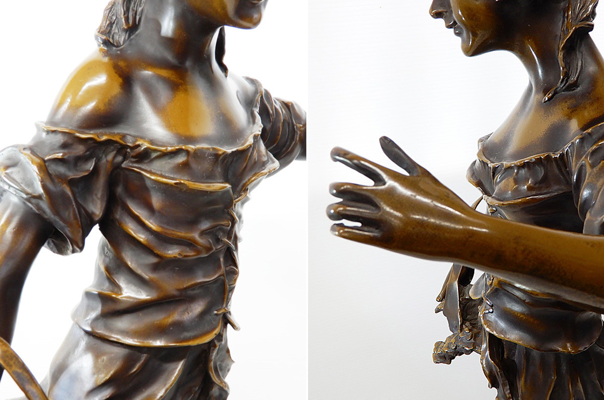 **[ pickup limitation ] antique! Auguste Moreauo-gyu -stroke *mo low flower . sell young lady height 78cm bronze image objet d'art a-run-vo-