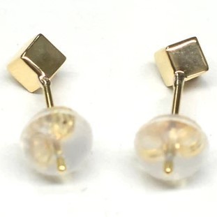 [ new goods ]k18/18 gold / yellow gold / square Cubic / stud earrings 