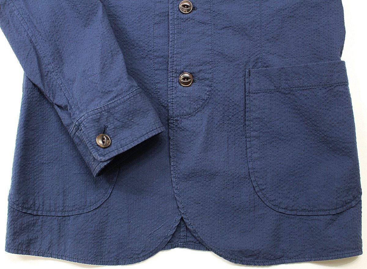 Candidum (カンディデュウム) Seersucker Shirts Jacket / シアサッカー シャツジャケット C191139 美品 ネイビー size 44_画像6