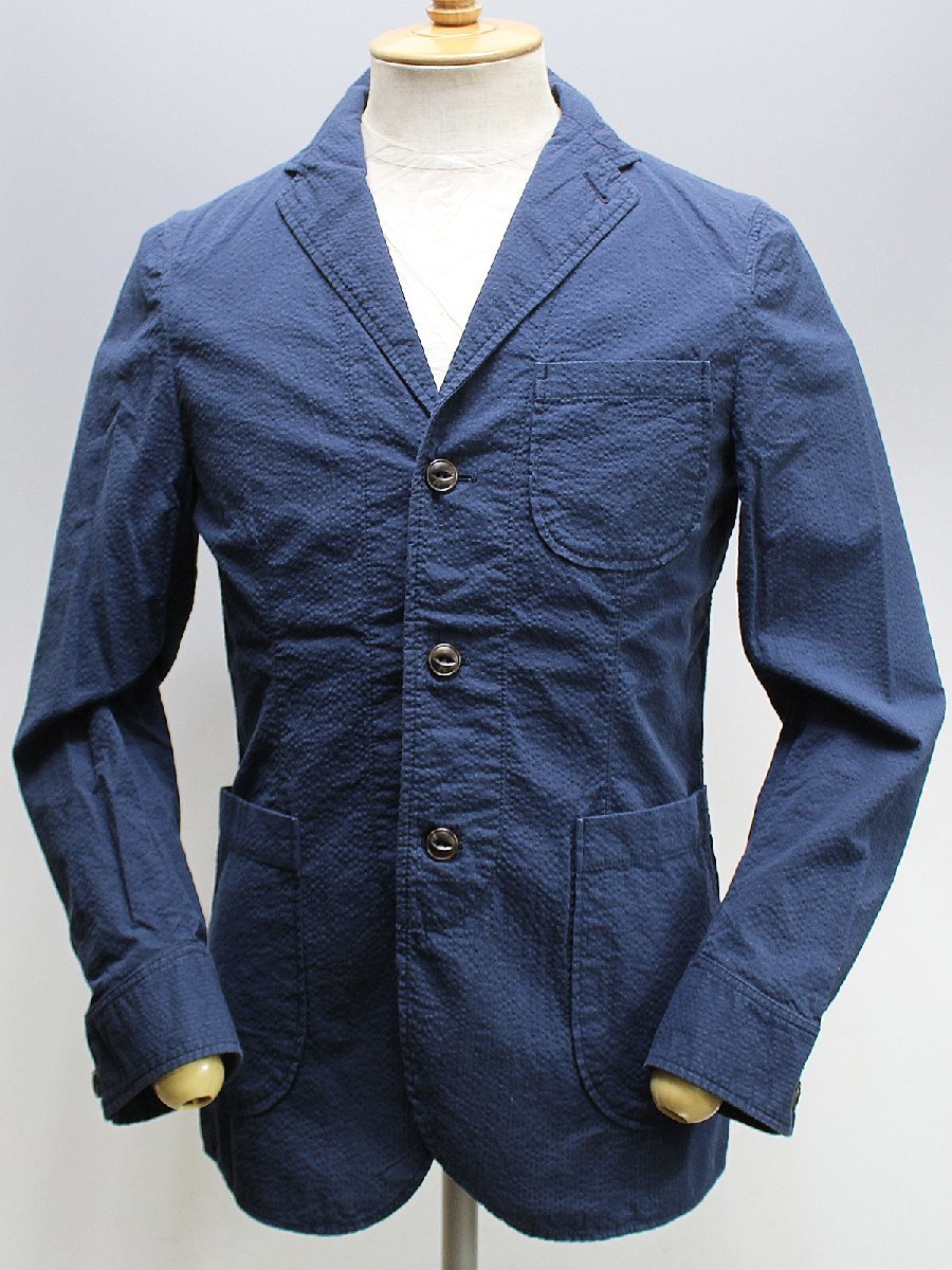 Candidum (カンディデュウム) Seersucker Shirts Jacket / シアサッカー シャツジャケット C191139 美品 ネイビー size 44_画像2