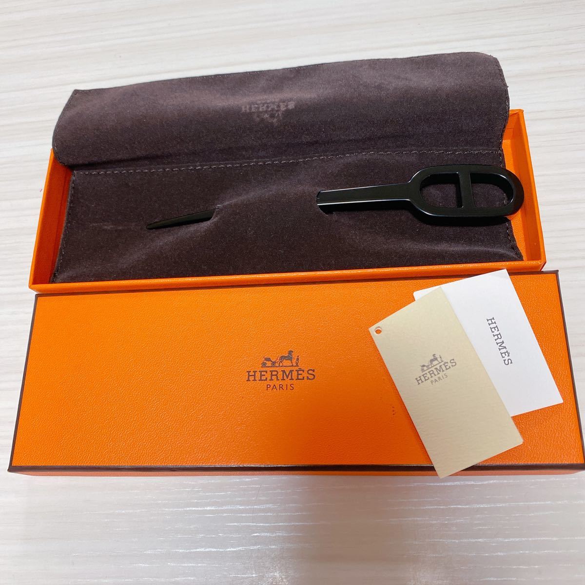 HERMES かんざし　水牛　黒　正規店購入　未使用  エルメス バッファローホーン