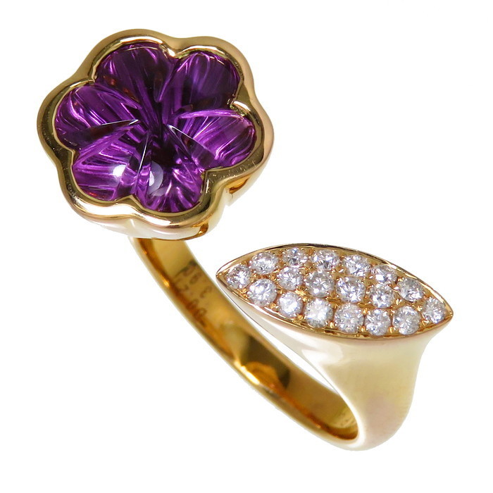 18金ピンクゴールド 花 アメジスト フラワー 指輪 紫水晶 売り込み 