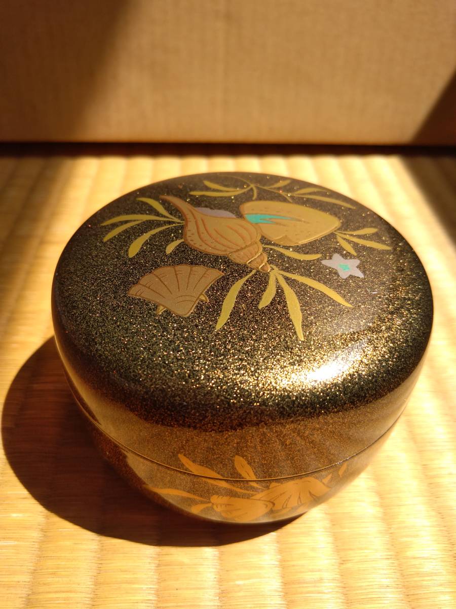 センチ ヤフオク! - 茶庵 茶道具~梨子地塗 海松貝蒔絵平棗<東雲