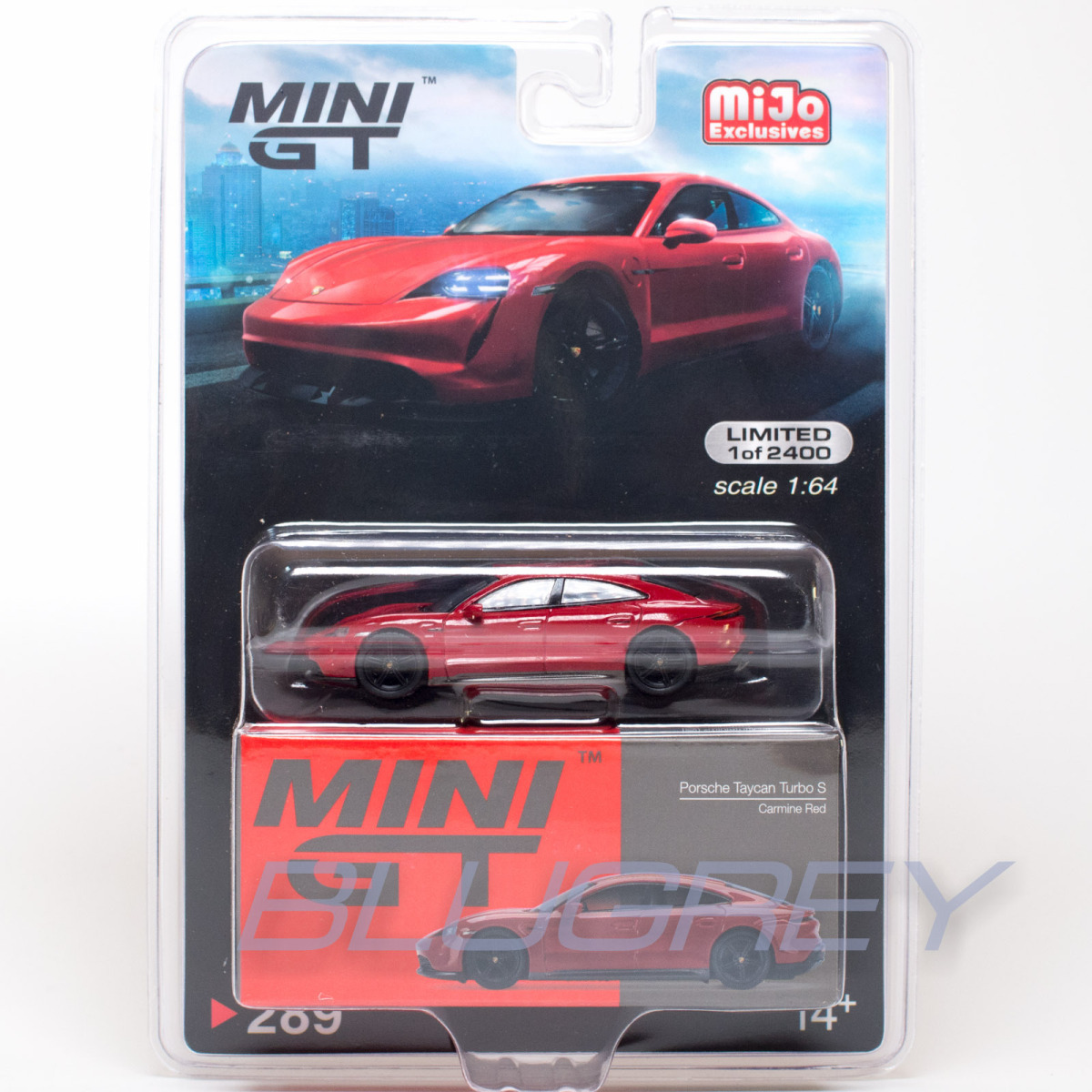 MINI GT MGT00289 PORSCHE TAYCAN TURBO S 1/64 DIECAST MODEL CAR CARMINE RED