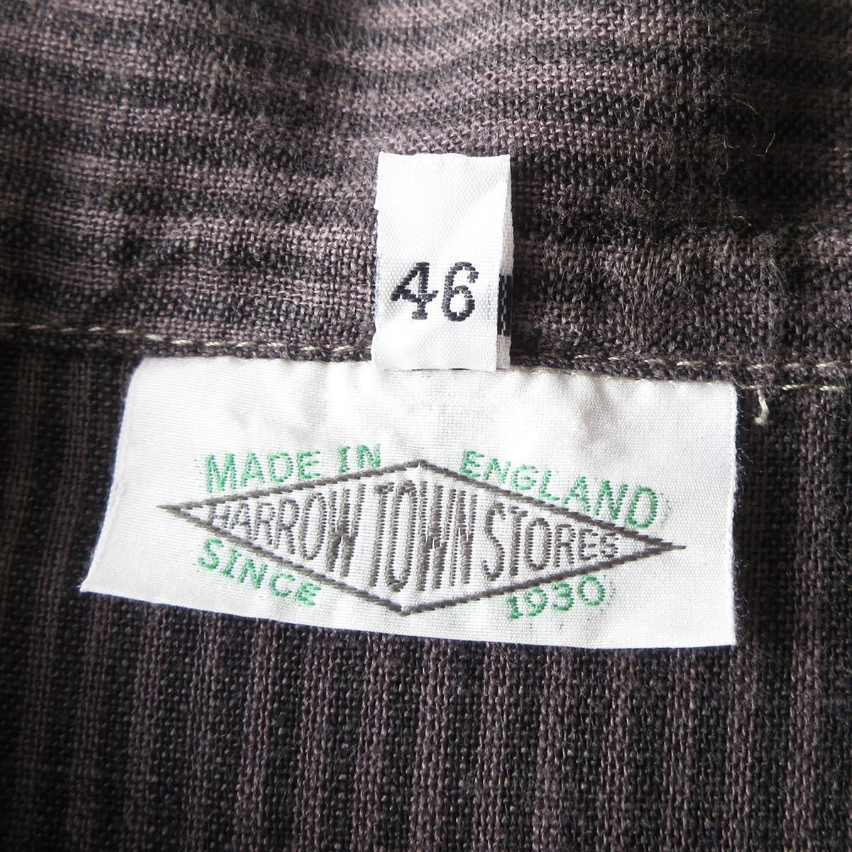 Harrow Town Stores ハロータウンストアーズ リネンストライプグランパシャツ サイズ46 L チュニック ワークシャツ イングランド製 春夏の画像8