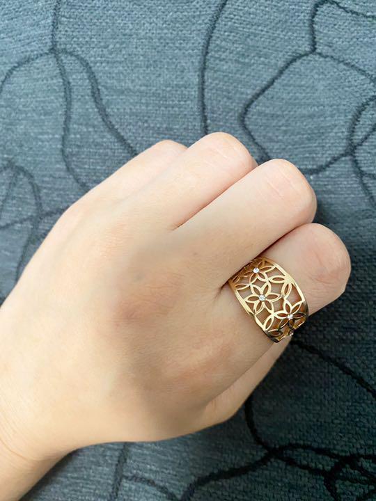 （1175）21号 ピンクゴールド繊細デザインフラワーステンレスリング　指輪