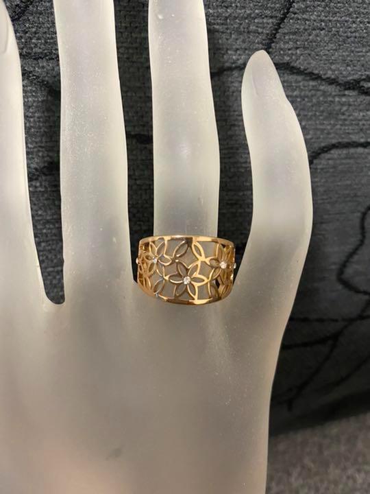 （1175）21号 ピンクゴールド繊細デザインフラワーステンレスリング　指輪