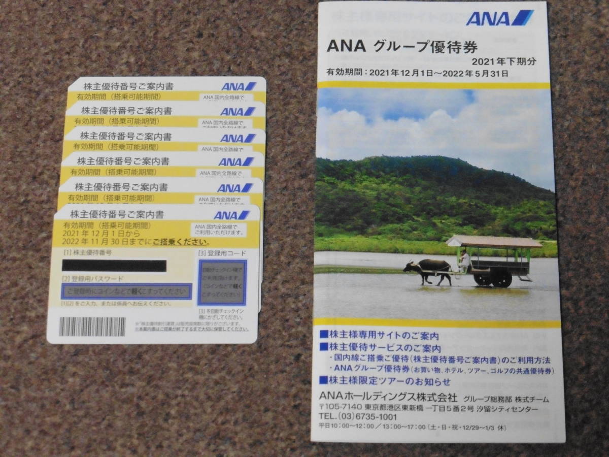 ANA 株主優待航空券 ６枚セット 有効期限2022.11.30 & グループ優待券