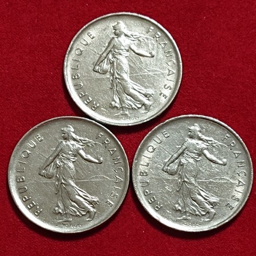フランス 5フラン硬貨 1971年 3枚セット 海外アンティークコイン
