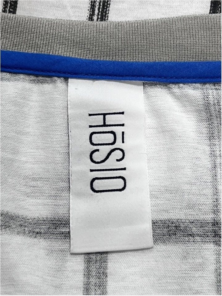 HoSIO オジオ チェック柄 コットン クルーネック 半袖 Tシャツ カットソー メンズ Lサイズ ホワイト ブラック イタリア製_画像5