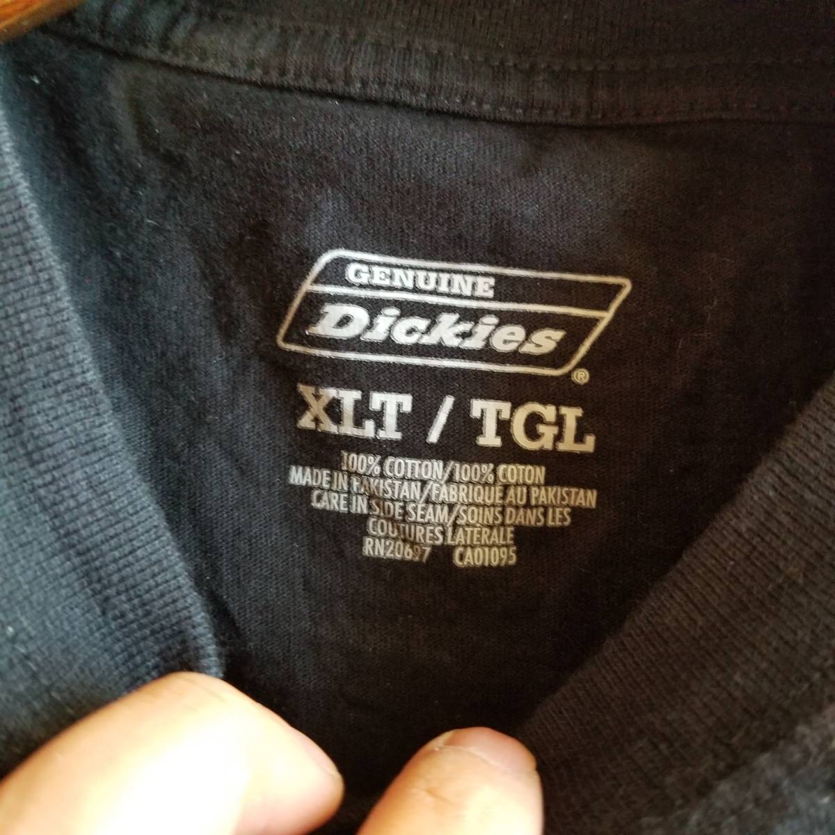 Dickies ディッキーズ Tシャツ 無地 ポケット トップス ラウンドネック 半袖 メンズ サイズXL ブラック aa180_画像4