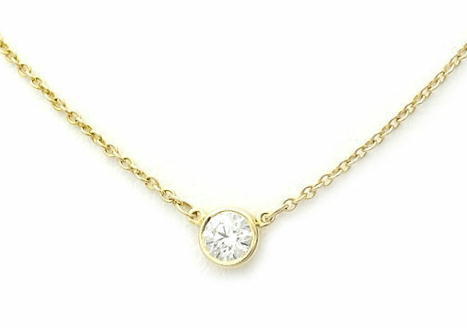 TIFFANY＆Co. ティファニー K18YG エルサ・ペレッティ バイザヤード ネックレス 1Pダイヤ0.18CT_画像1