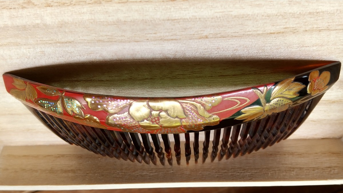 本鼈甲 櫛 簪 永正 作 螺鈿細工 金蒔絵 作家物 かんざし 髪飾り 和装