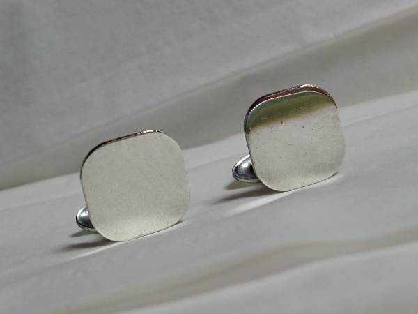  regular hard-to-find! TIFFANY&CO Tiffany Vintage square specular cuffs silver 925 block cuff links antique button ultra rare!